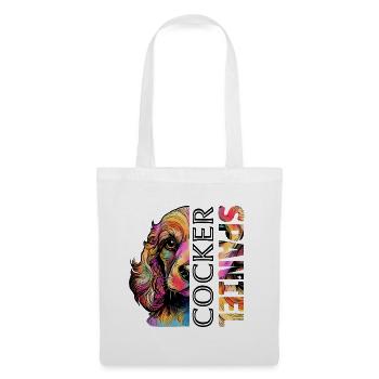 Cocker Spaniel coloré - Sac en tissu - blanc - Devant