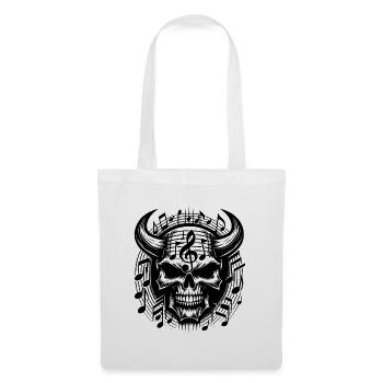 Crâne et notes pour toujours Musique jusqu’à la mort - Sac en tissu - blanc - Devant