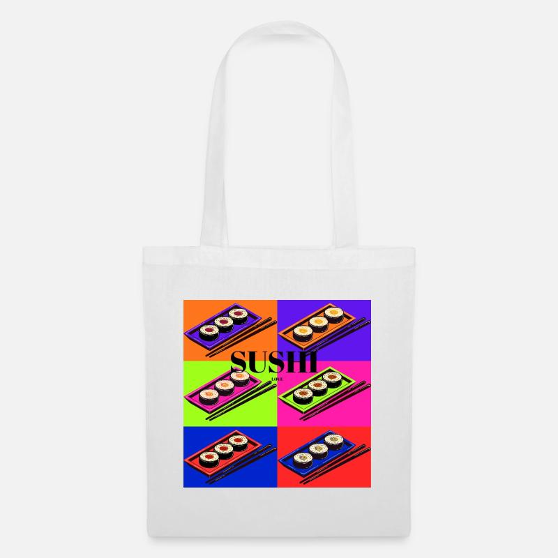 Bunte Sushi-Design mit Pop-Art-Stil - Stoffbeutel - Weiß