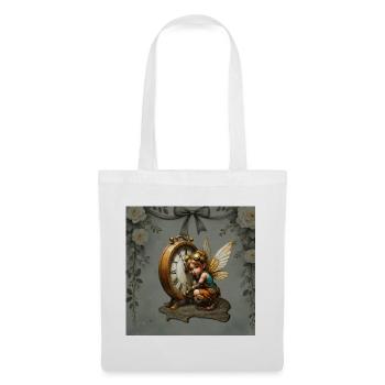 Horloge magique avec fée mécanique - Sac en tissu - blanc - Devant