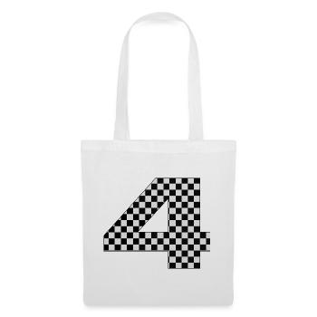 Checkerboard Zahl 4 Design - Stoffbeutel - Weiß - Vorne