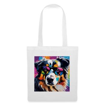 Australian Shepherd bunt Aussi - Stoffbeutel - Weiß - Vorne