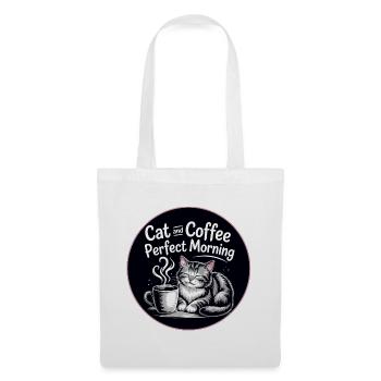 Café au lait pour chat, humeur matinale - Sac en tissu - blanc - Devant
