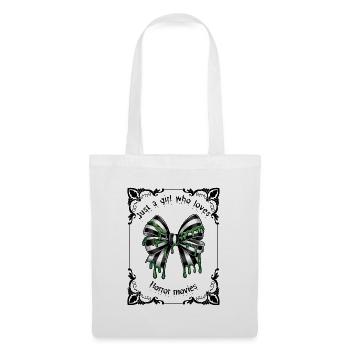 Black and white goth striped bow in a tarot frame - Sac en tissu - blanc - Devant