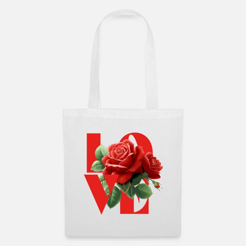 Romantisches Rosen-Liebes-Design - Stoffbeutel - Weiß