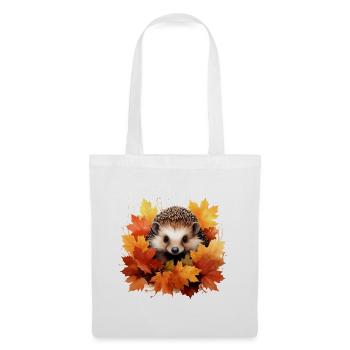 Herbstlicher Igel im Laub - Stoffbeutel - Weiß - Vorne