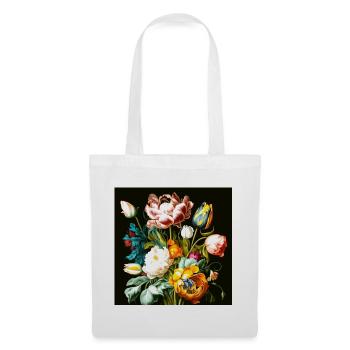Textured floral composition on black - Tote Bag - white - Front