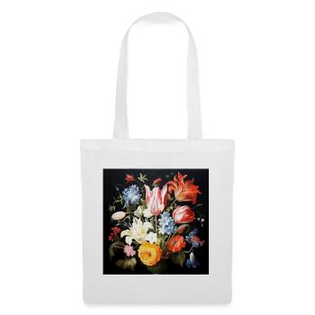 Bouquet de fleurs de style baroque Maîtres anciens flamands - Sac en tissu - blanc - Devant
