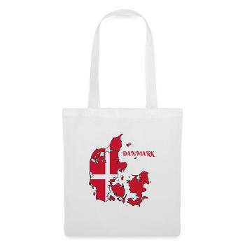 Carte du Danemark avec drapeau - Sac en tissu - blanc - Devant