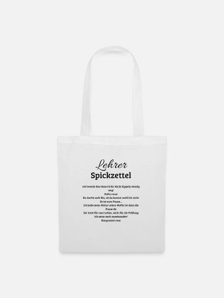 Lehrer Spickzettel, lustiges Geschenk für Lehrerin - Stoffbeutel - Weiß