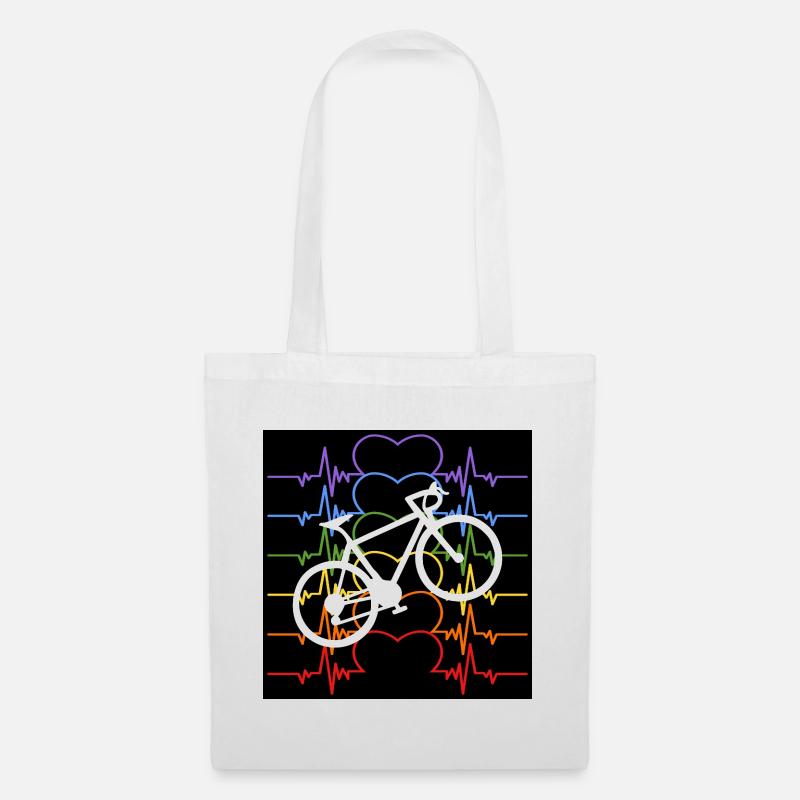 HERZSCHLAG RADFAHRER FAHRRAD REGENBOGENFARBEN - Stoffbeutel - Weiß