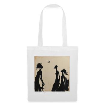 Silhouettes Féminines et Oiseau Minimalistes - Sac en tissu - blanc - Devant
