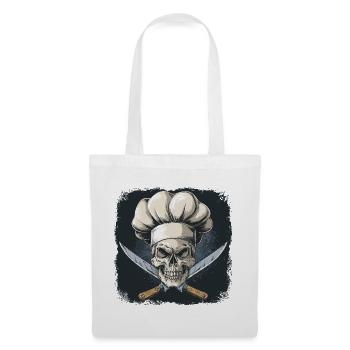 Crâne avec toque de chef - Sac en tissu - blanc - Devant