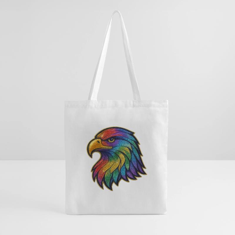 Rainbow Eagle Head Patch Tote Bag