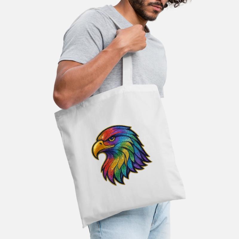 Rainbow Eagle Head Patch Tote Bag