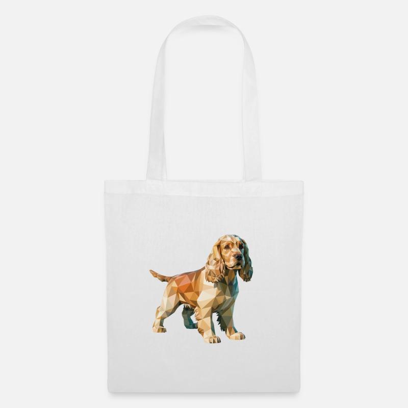 Cocker Spaniel - Cool Low Poly Logo - Tote Bag - white