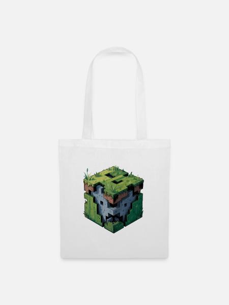 Dirt Block – Cooles Low-Poly-Logo - Stoffbeutel - Weiß