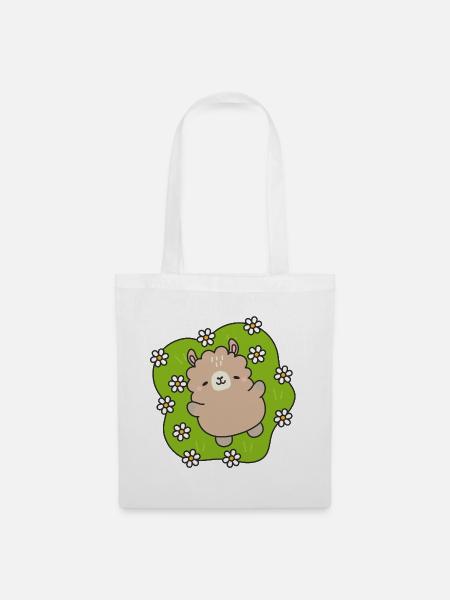 Happy Bear at the Flower Garden - Tote Bag - white