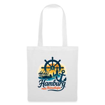 Hamburg Mein Heimathafen Stadt Silhouette Geschenk - Stoffbeutel - Weiß - Vorne