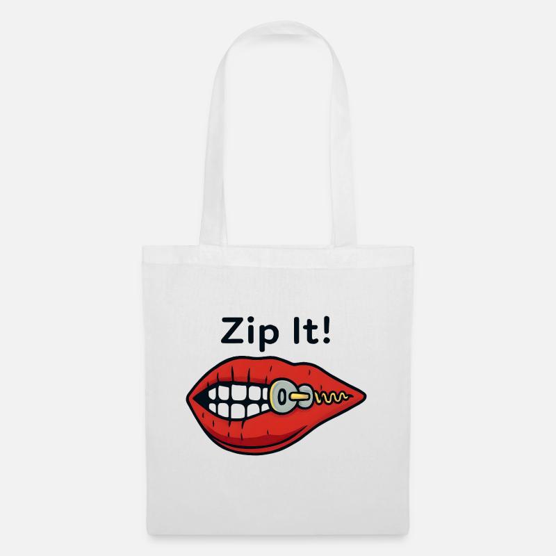 Zipper Lips Zip It - Tote Bag - white