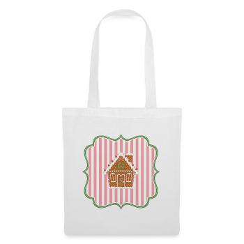 Maison en pain d’épices Emblème de Noël Moderne - Sac en tissu - blanc - Devant