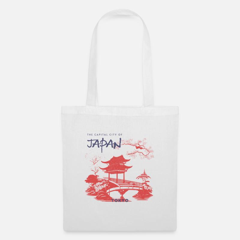 Tokyo Zen Garten Silhouette - Stoffbeutel - Weiß