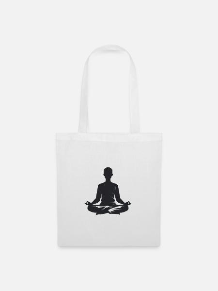Meditation - Cooles Silhouetten-Logo - Stoffbeutel - Weiß