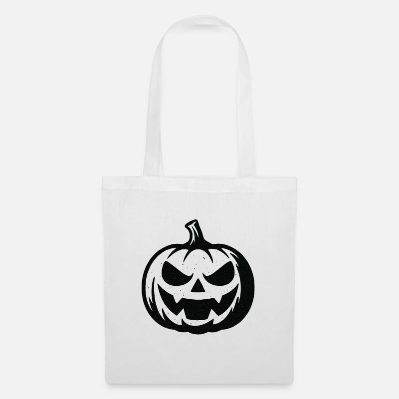 Grimmiger Halloween Kürbis - Stoffbeutel - Weiß