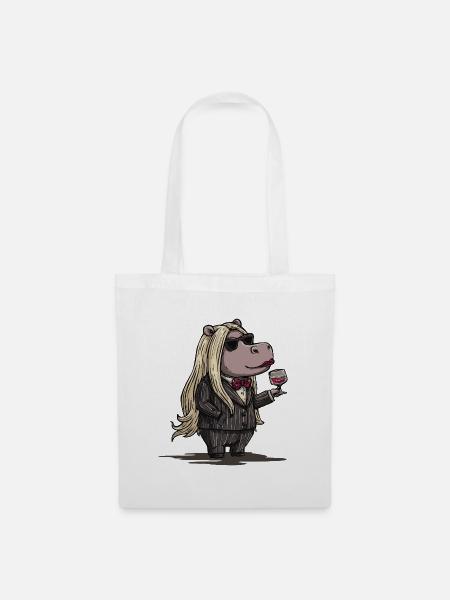 Stylish Gangster Hippo - Stoffbeutel - Weiß