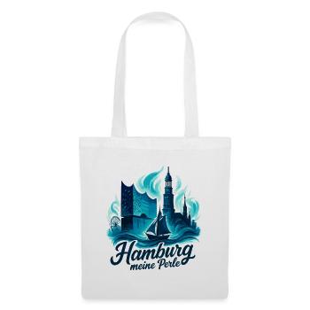 Hamburg Perle Stadt Silhouette Geschenk - Stoffbeutel - Weiß - Vorne