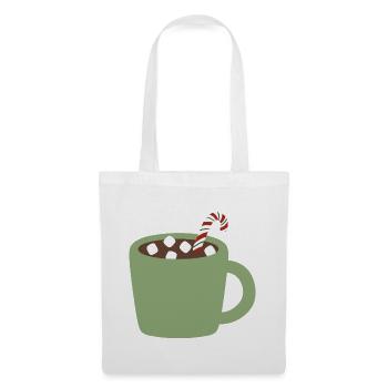 Green Mug Cocoa with Candy Cane - Tote Bag - white - Front