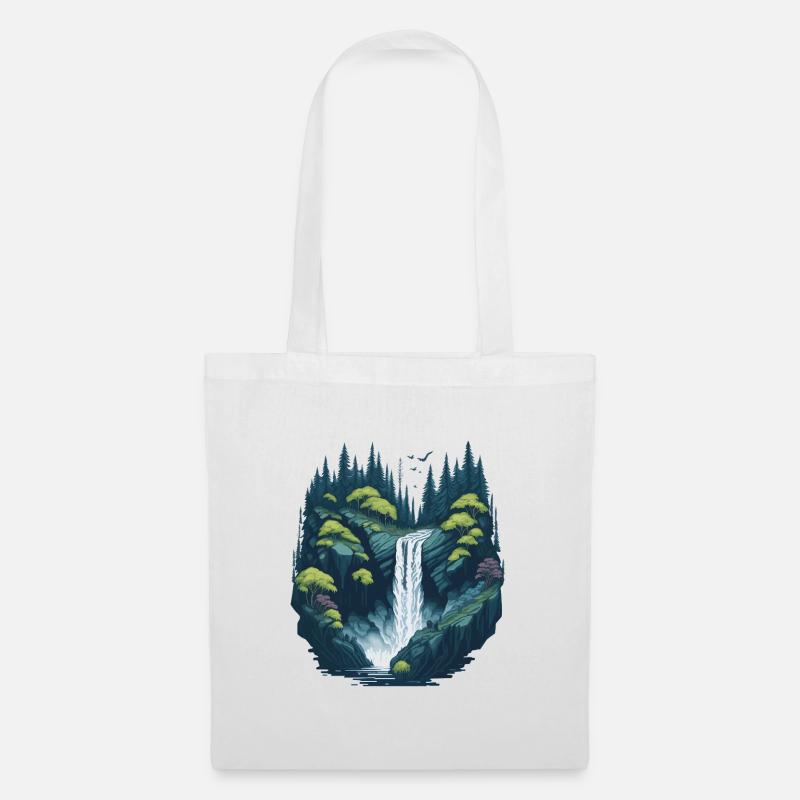 Luminous forest waterfall - Tote Bag - white