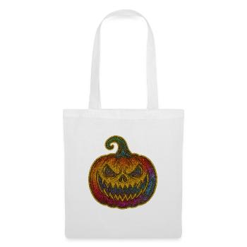 Coloré Glitter Citrouille Visage effrayant - Sac en tissu - blanc - Devant