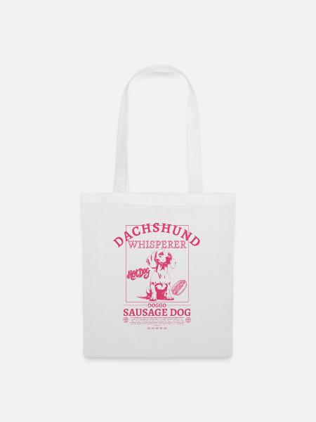 Dachshund_Whisperer_backprint_pink - Stoffbeutel - Weiß