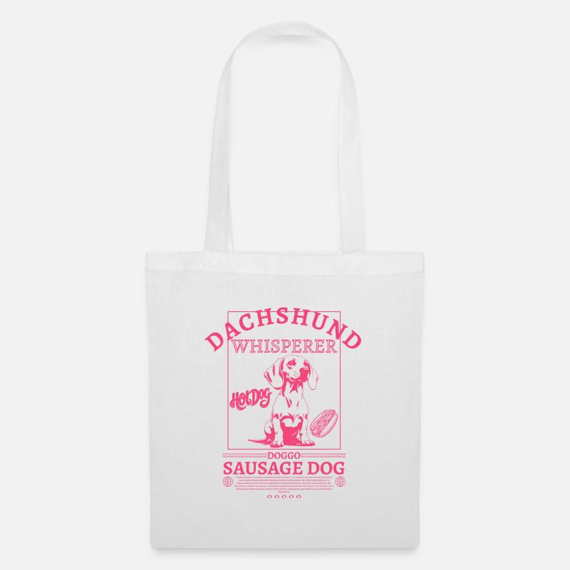 Dachshund_Whisperer_backprint_pink - Stoffbeutel - Weiß