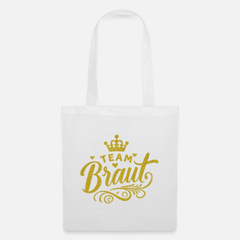Team Braut Gold Glitzer - Stoffbeutel - Weiß