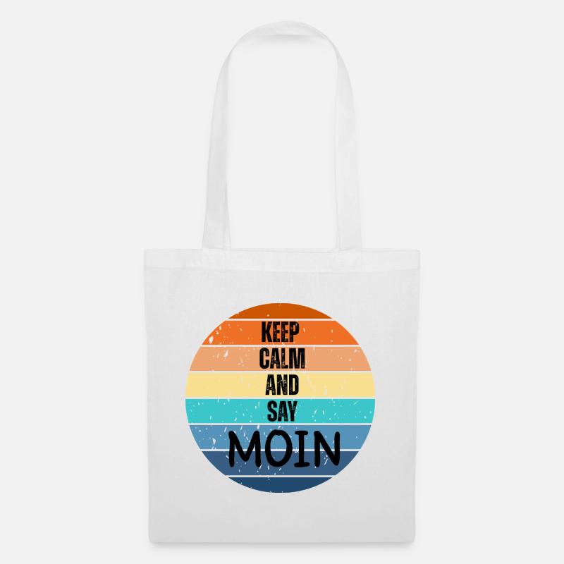 „Keep Calm and Say MOIN“ – Retro Sunset  - Stoffbeutel - Weiß