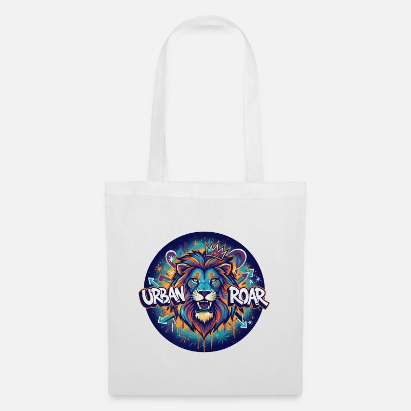 Cercle de graffitis de lion urbain - Sac en tissu - blanc