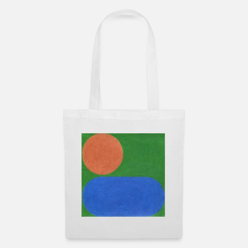 Cercle orange et rectangle bleu - Sac en tissu - blanc
