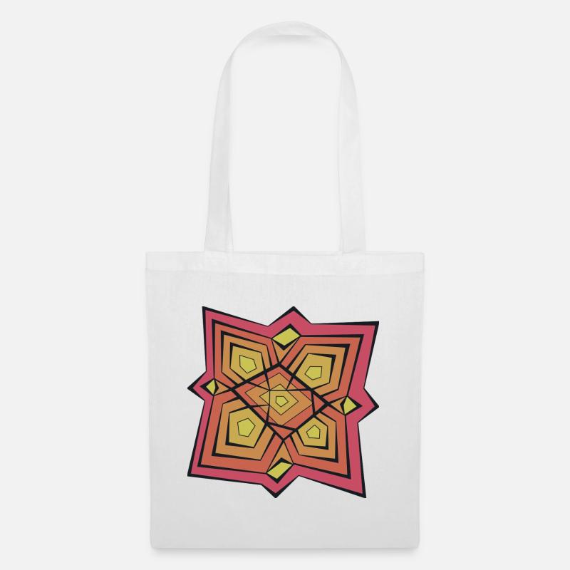 Mandala géométrique dans les tons d’ocre et de rose - Sac en tissu - blanc