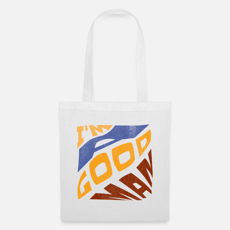 Pop retro blau orange Ich bin ein guter Mann - Stoffbeutel - Weiß