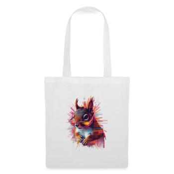 Neon Eichhörnchen mit Sonnenbrille – Glitch Art - Stoffbeutel - Weiß - Vorne