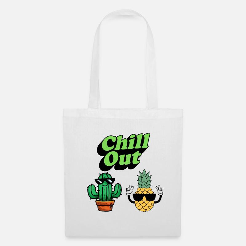 Chill Out Kaktus und Ananas - Stoffbeutel - Weiß