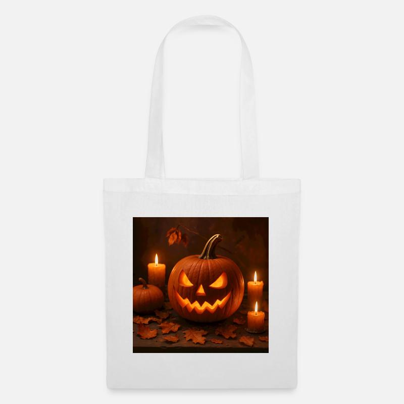 Halloween - Kürbis - Stoffbeutel - Weiß