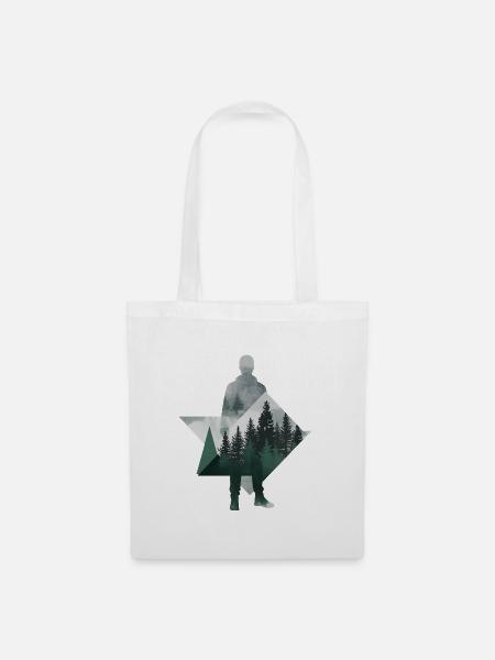 Moderne Wald Geometrische Menschliche Silhouette - Stoffbeutel - Weiß