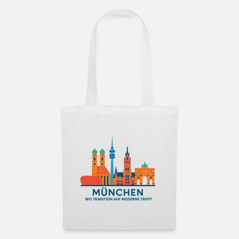 München Skyline: Tradition trifft Moderne - Stoffbeutel - Weiß