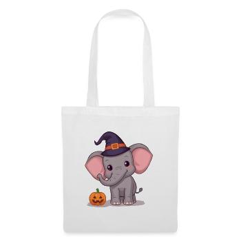 Cute Baby Elephant Witch Pumpkin Halloween - Tote Bag - white - Front