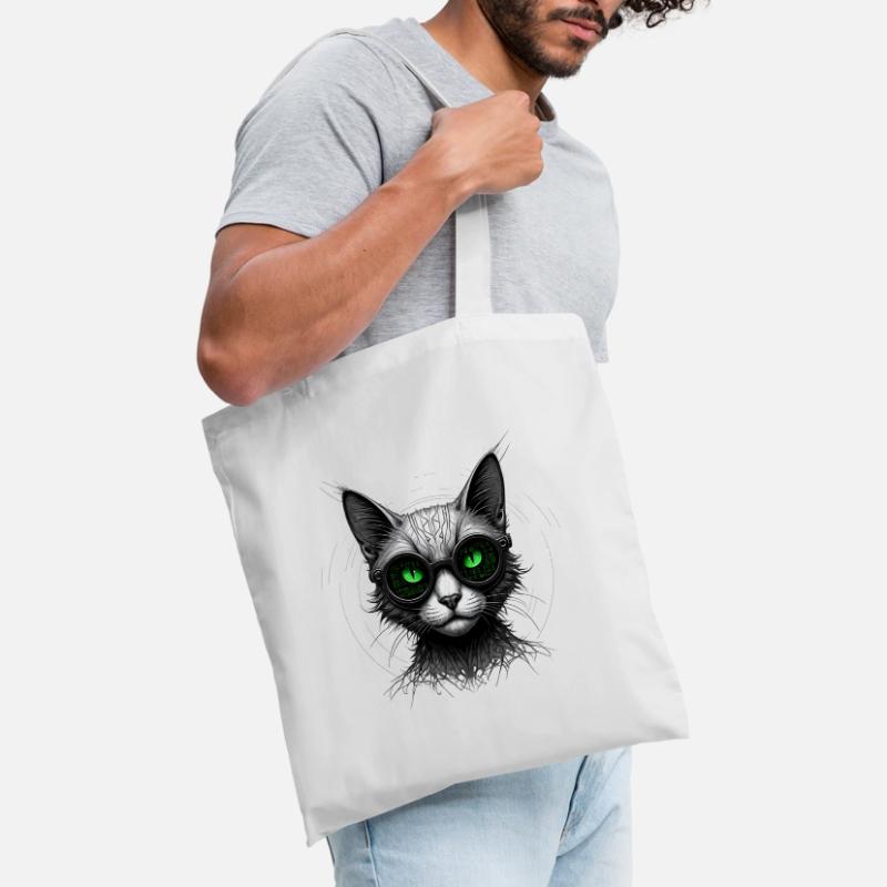 Green Eyes Computer Coder Geek Cat Tote Bag