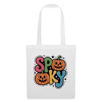 Spooky Kürbis Pop Schriftzug - Stoffbeutel - Weiß - Vorne