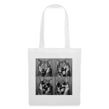 Drôle de loup Vintage Boîte Photo Rétro - Sac en tissu - blanc - Devant